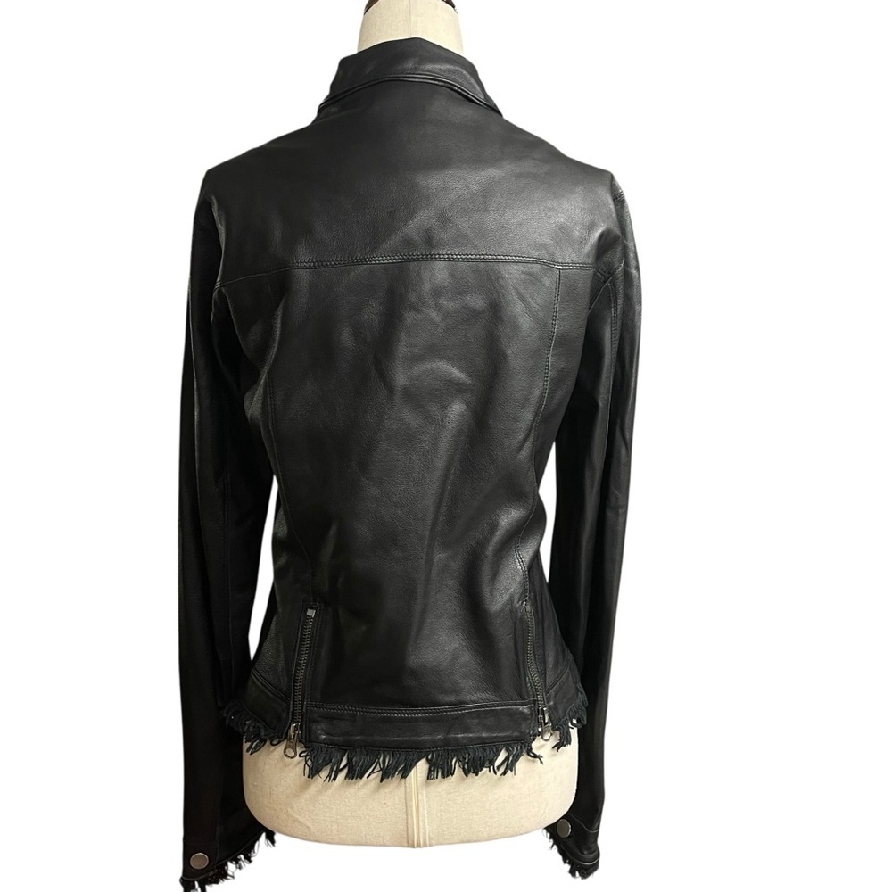 Jakett Alexa Washed Leather Jacket Black Shimmer Size Small - Picture 6 of 16